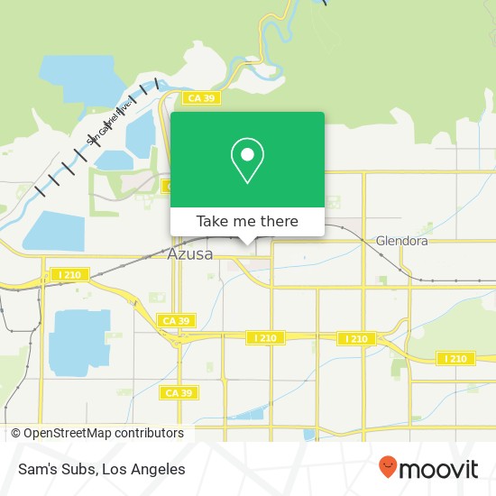 Mapa de Sam's Subs, 701 E Foothill Blvd Azusa, CA 91702