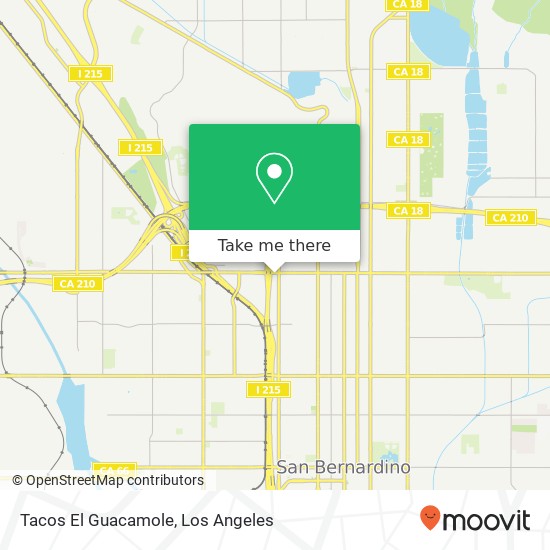 Mapa de Tacos El Guacamole, 825 W Highland Ave San Bernardino, CA 92405