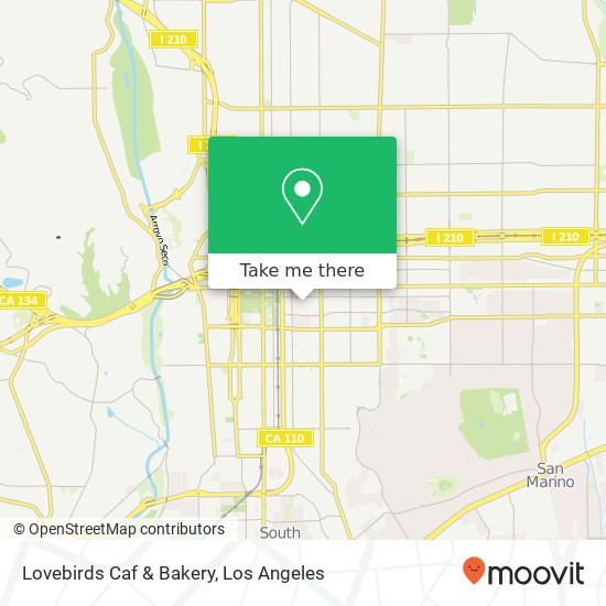 Mapa de Lovebirds Caf & Bakery, 300 E Green St Pasadena, CA 91101