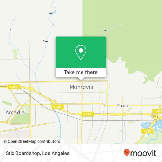 Mapa de Stix Boardshop, 115 W Foothill Blvd Monrovia, CA 91016
