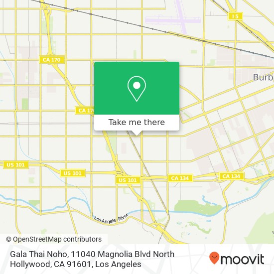 Mapa de Gala Thai Noho, 11040 Magnolia Blvd North Hollywood, CA 91601