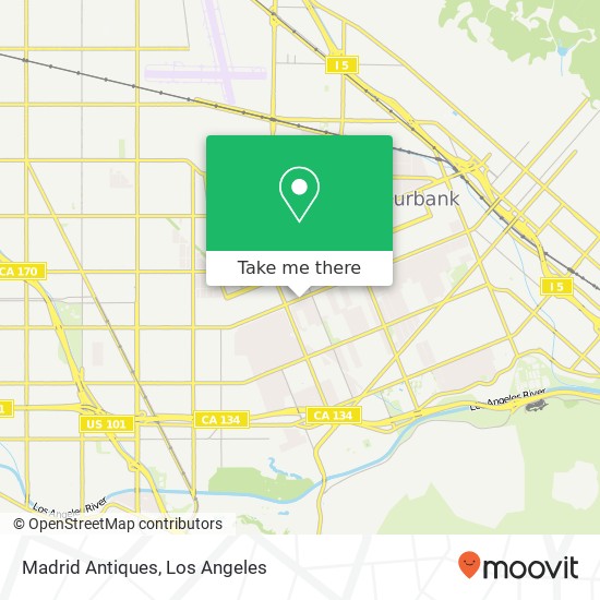 Mapa de Madrid Antiques, 3416 W Magnolia Blvd Burbank, CA 91505