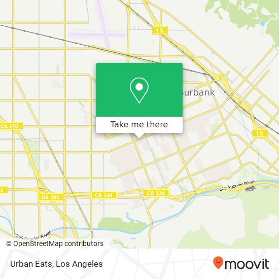 Mapa de Urban Eats, 3501 W Magnolia Blvd Burbank, CA 91505