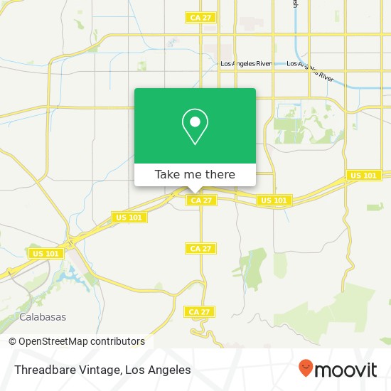 Mapa de Threadbare Vintage, 22037 Ventura Blvd Woodland Hills, CA 91364