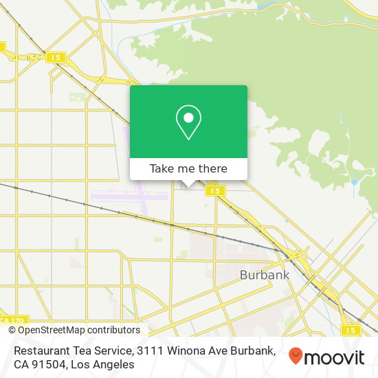 Mapa de Restaurant Tea Service, 3111 Winona Ave Burbank, CA 91504