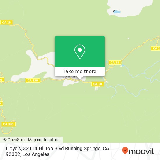 Mapa de Lloyd's, 32114 Hilltop Blvd Running Springs, CA 92382