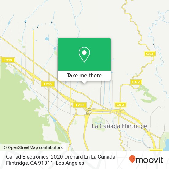 Mapa de Calrad Electronics, 2020 Orchard Ln La Canada Flintridge, CA 91011