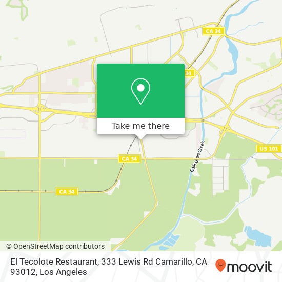 Mapa de El Tecolote Restaurant, 333 Lewis Rd Camarillo, CA 93012