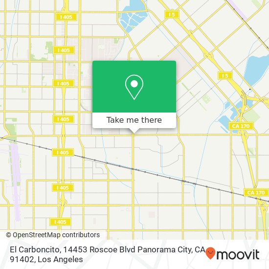 Mapa de El Carboncito, 14453 Roscoe Blvd Panorama City, CA 91402