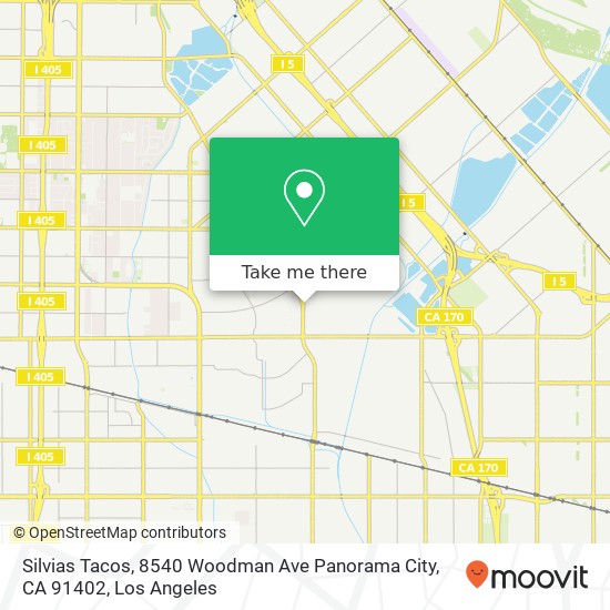 Mapa de Silvias Tacos, 8540 Woodman Ave Panorama City, CA 91402