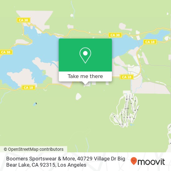Mapa de Boomers Sportswear & More, 40729 Village Dr Big Bear Lake, CA 92315