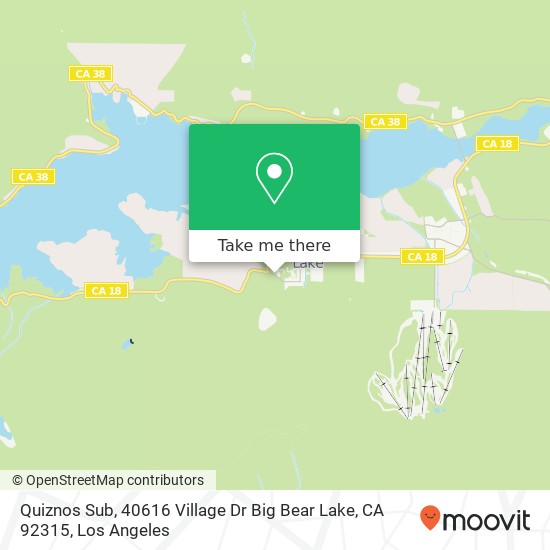 Mapa de Quiznos Sub, 40616 Village Dr Big Bear Lake, CA 92315