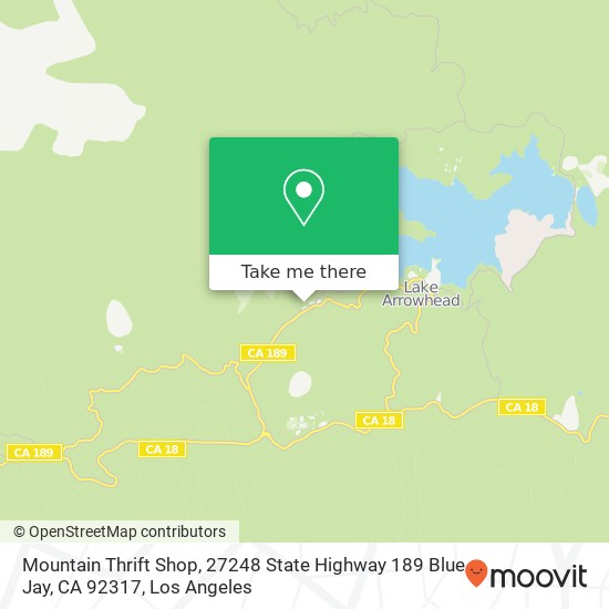 Mapa de Mountain Thrift Shop, 27248 State Highway 189 Blue Jay, CA 92317