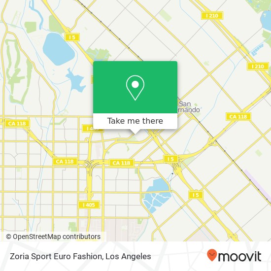 Mapa de Zoria Sport Euro Fashion, 14847 Hagar St Mission Hills, CA 91345