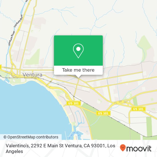 Mapa de Valentino's, 2292 E Main St Ventura, CA 93001