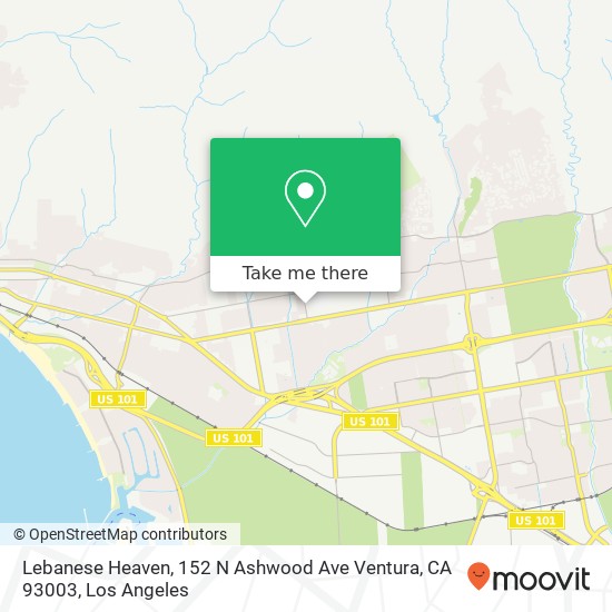 Mapa de Lebanese Heaven, 152 N Ashwood Ave Ventura, CA 93003
