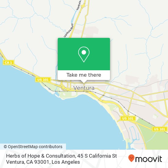 Mapa de Herbs of Hope & Consultation, 45 S California St Ventura, CA 93001