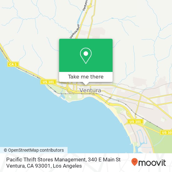 Mapa de Pacific Thrift Stores Management, 340 E Main St Ventura, CA 93001