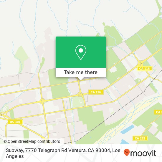 Mapa de Subway, 7770 Telegraph Rd Ventura, CA 93004