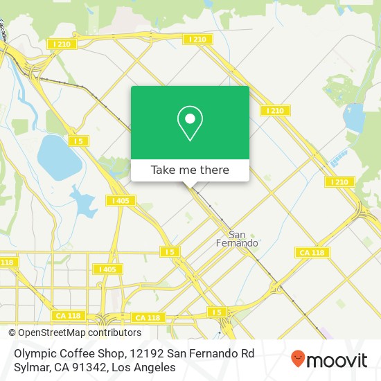 Mapa de Olympic Coffee Shop, 12192 San Fernando Rd Sylmar, CA 91342