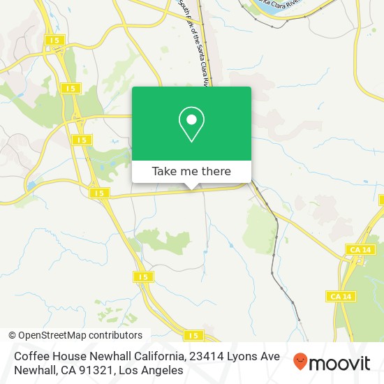 Mapa de Coffee House Newhall California, 23414 Lyons Ave Newhall, CA 91321