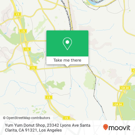 Mapa de Yum Yum Donut Shop, 23342 Lyons Ave Santa Clarita, CA 91321