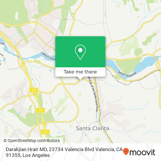 Mapa de Darakjian Hrair MD, 23734 Valencia Blvd Valencia, CA 91355