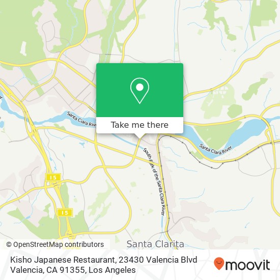 Mapa de Kisho Japanese Restaurant, 23430 Valencia Blvd Valencia, CA 91355