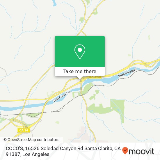 Mapa de COCO'S, 16526 Soledad Canyon Rd Santa Clarita, CA 91387