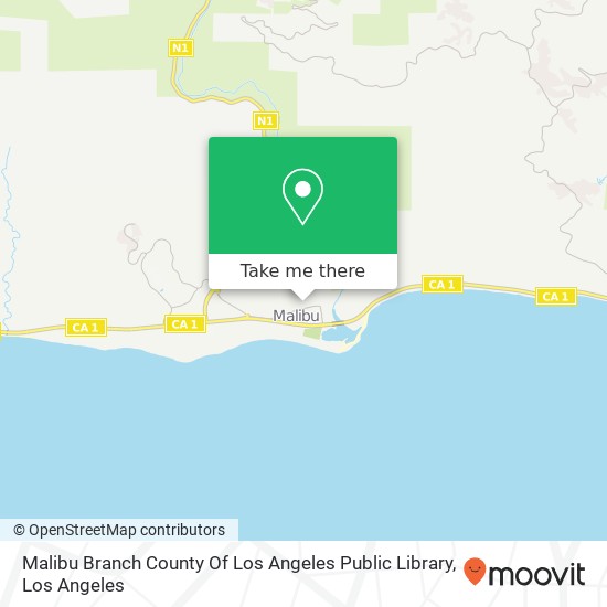 Mapa de Malibu Branch County Of Los Angeles Public Library