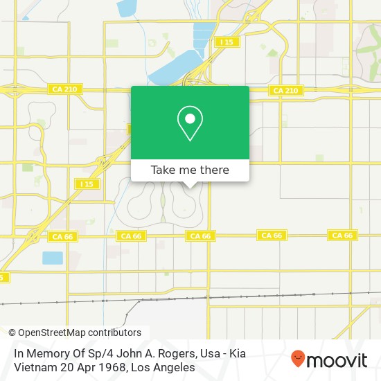 Mapa de In Memory Of Sp / 4 John A. Rogers, Usa - Kia Vietnam 20 Apr 1968