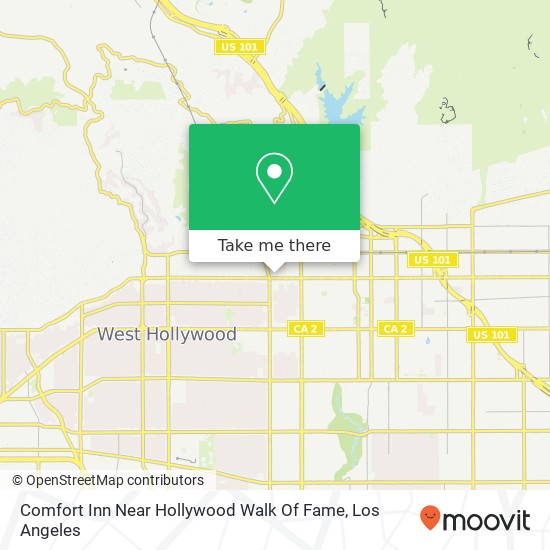 Mapa de Comfort Inn Near Hollywood Walk Of Fame