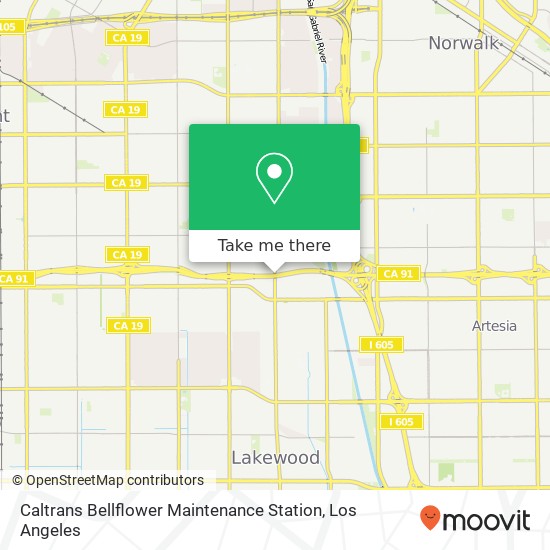 Caltrans Bellflower Maintenance Station map