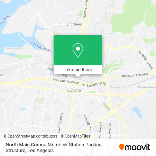 North Main Corona Metrolink Station Parking Structure map