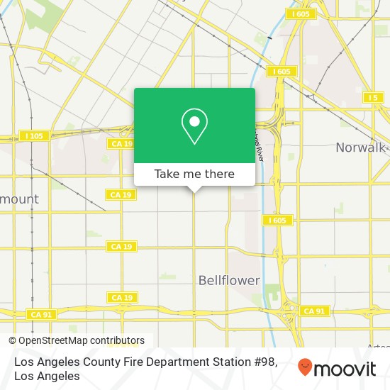 Mapa de Los Angeles County Fire Department Station #98