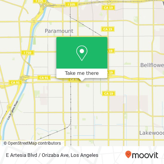 Mapa de E Artesia Blvd / Orizaba Ave