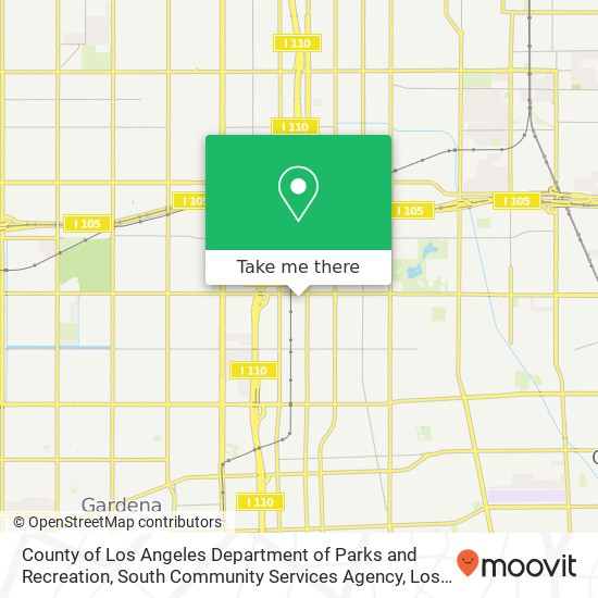 County of Los Angeles Department of Parks and Recreation, South Community Services Agency map