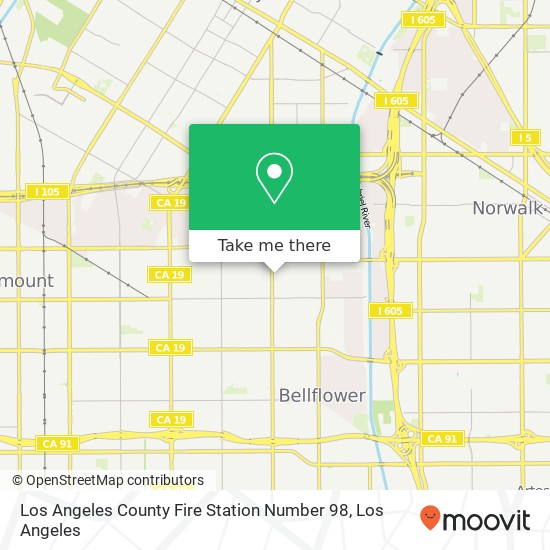Los Angeles County Fire Station Number 98 map