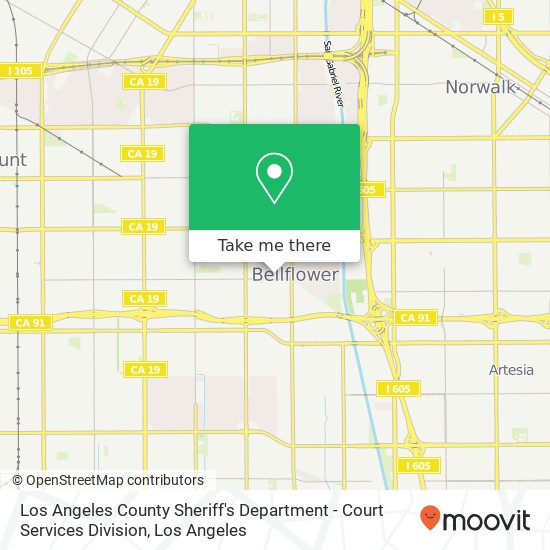 Los Angeles County Sheriff's Department - Court Services Division map