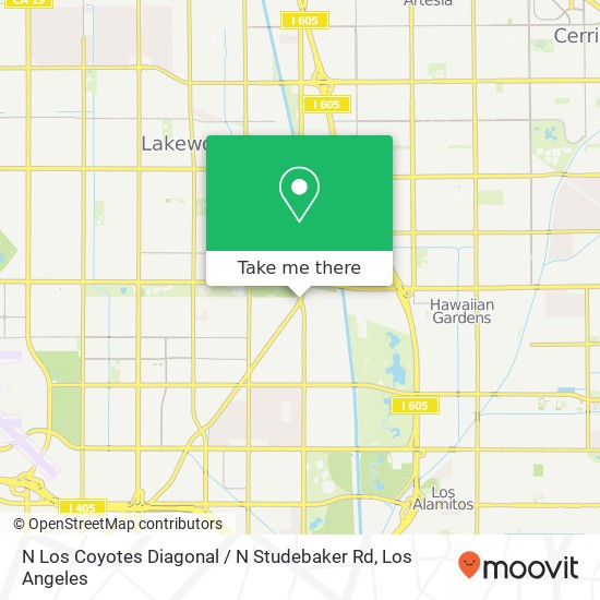 N Los Coyotes Diagonal / N Studebaker Rd map