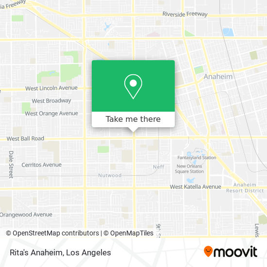 Rita's Anaheim map