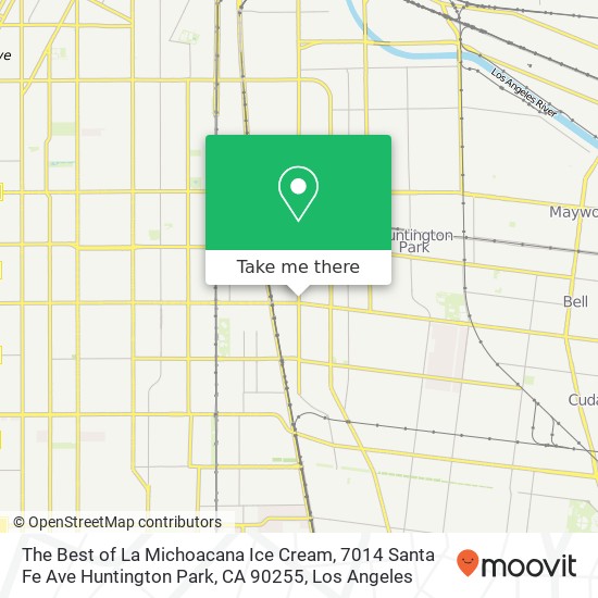 Mapa de The Best of La Michoacana Ice Cream, 7014 Santa Fe Ave Huntington Park, CA 90255