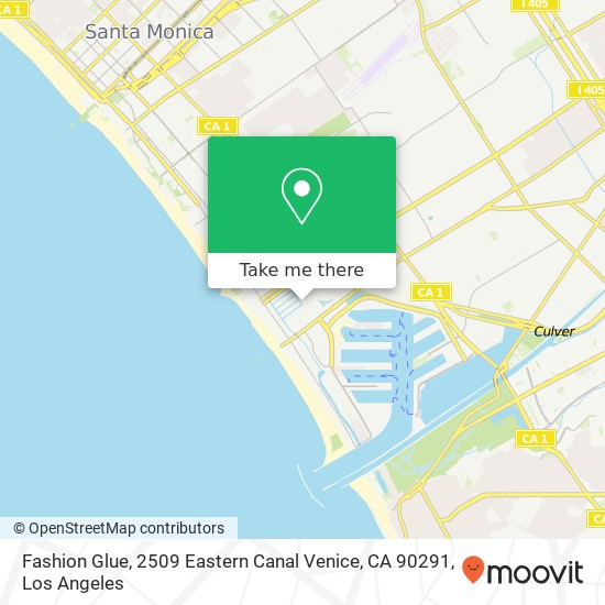Mapa de Fashion Glue, 2509 Eastern Canal Venice, CA 90291