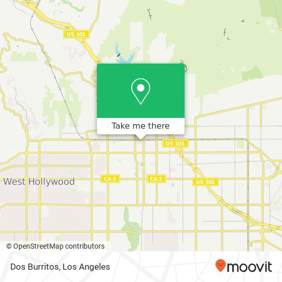 Mapa de Dos Burritos, 6328 Hollywood Blvd Los Angeles, CA 90028