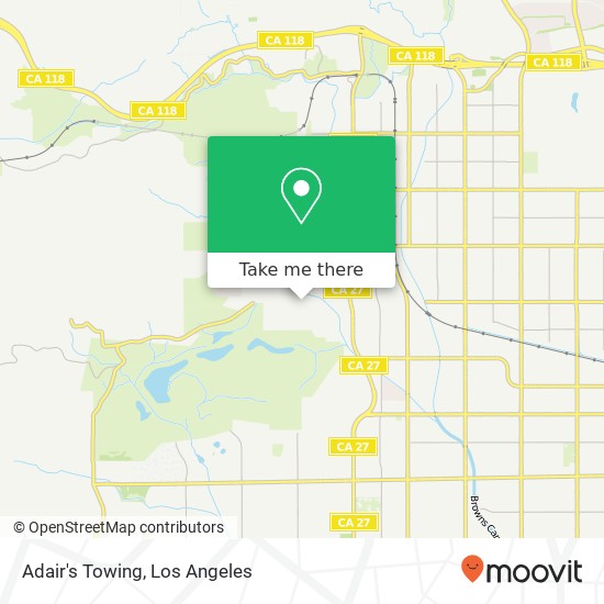 Adair's Towing map