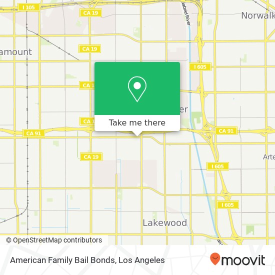 Mapa de American Family Bail Bonds