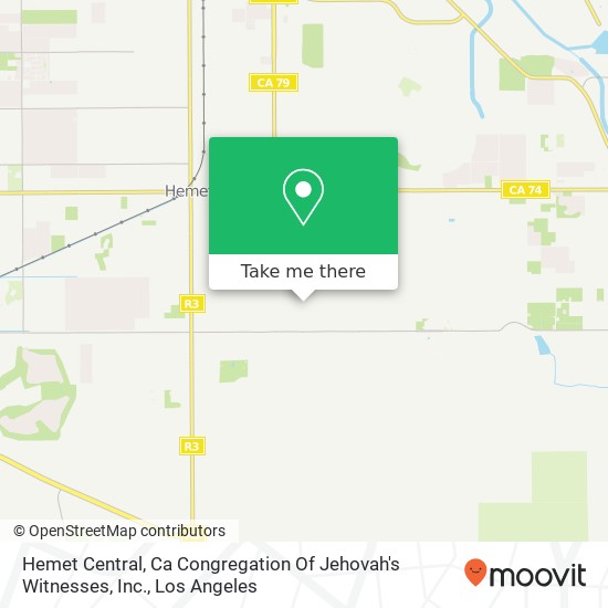 Mapa de Hemet Central, Ca Congregation Of Jehovah's Witnesses, Inc.