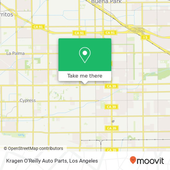 Mapa de Kragen O'Reilly Auto Parts