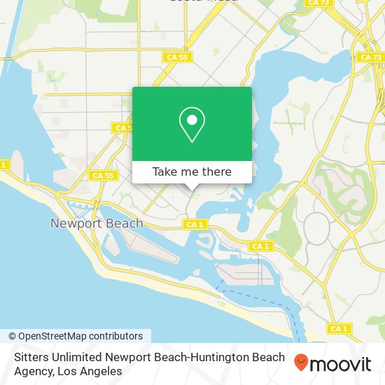 Sitters Unlimited Newport Beach-Huntington Beach Agency map