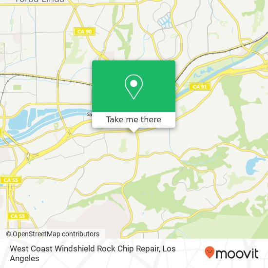 Mapa de West Coast Windshield Rock Chip Repair